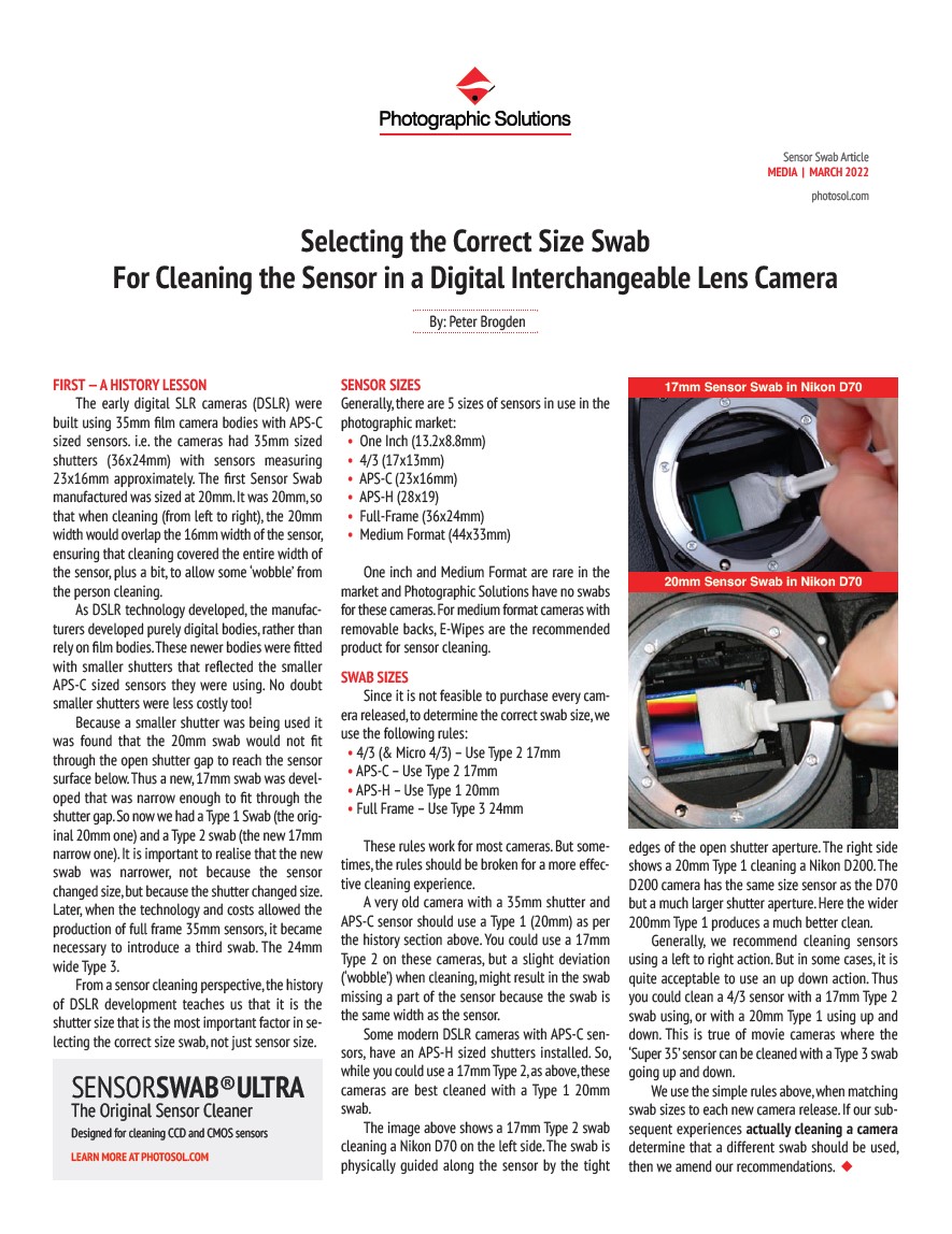 Selecting the Correct Size Swab_Peter Brogden